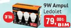 LEDOLET 9 W AMPUL 3'LÜ